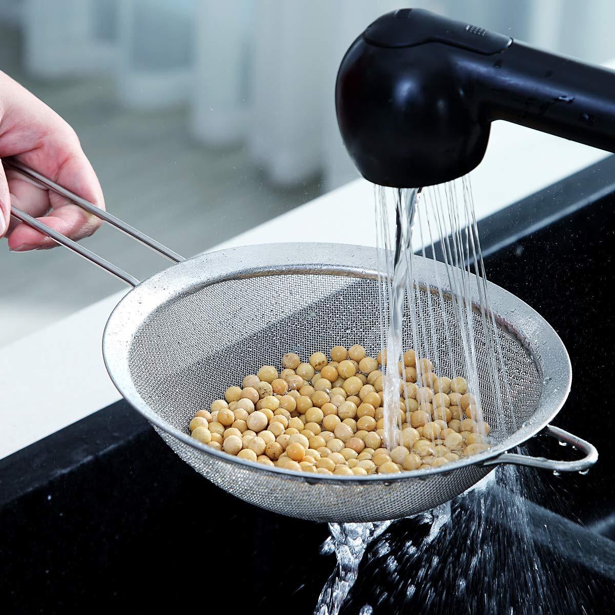 Kyraton Fine Mesh Strainer 6 Pieces Set, Flour Sifter For Baking, Stainless Steel Clander, Matcha Tea Strainer, Gravy Separator,